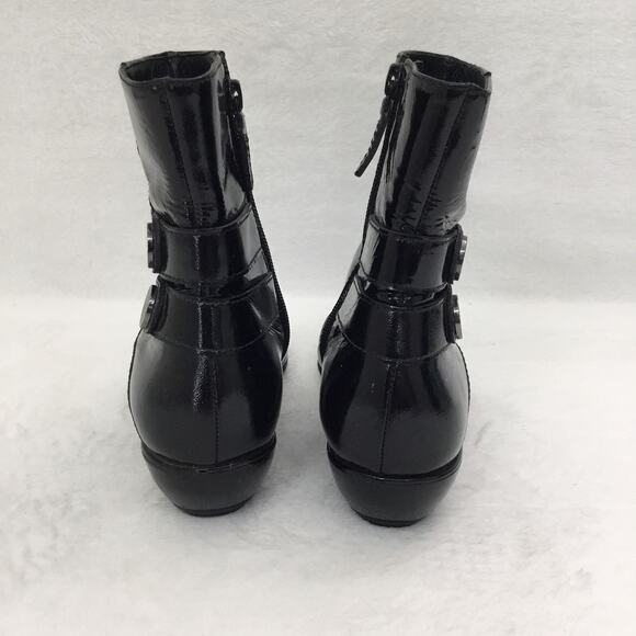 COLE HAAN Black Patent Leather Ankle Booties Sz 7 - Picture 4 of 7